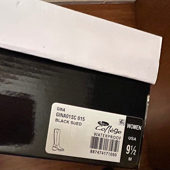 Aqua College Gina Black Suede Leather Boots, Tall Knee High, Size 9.5 M - Picture 16 of 16